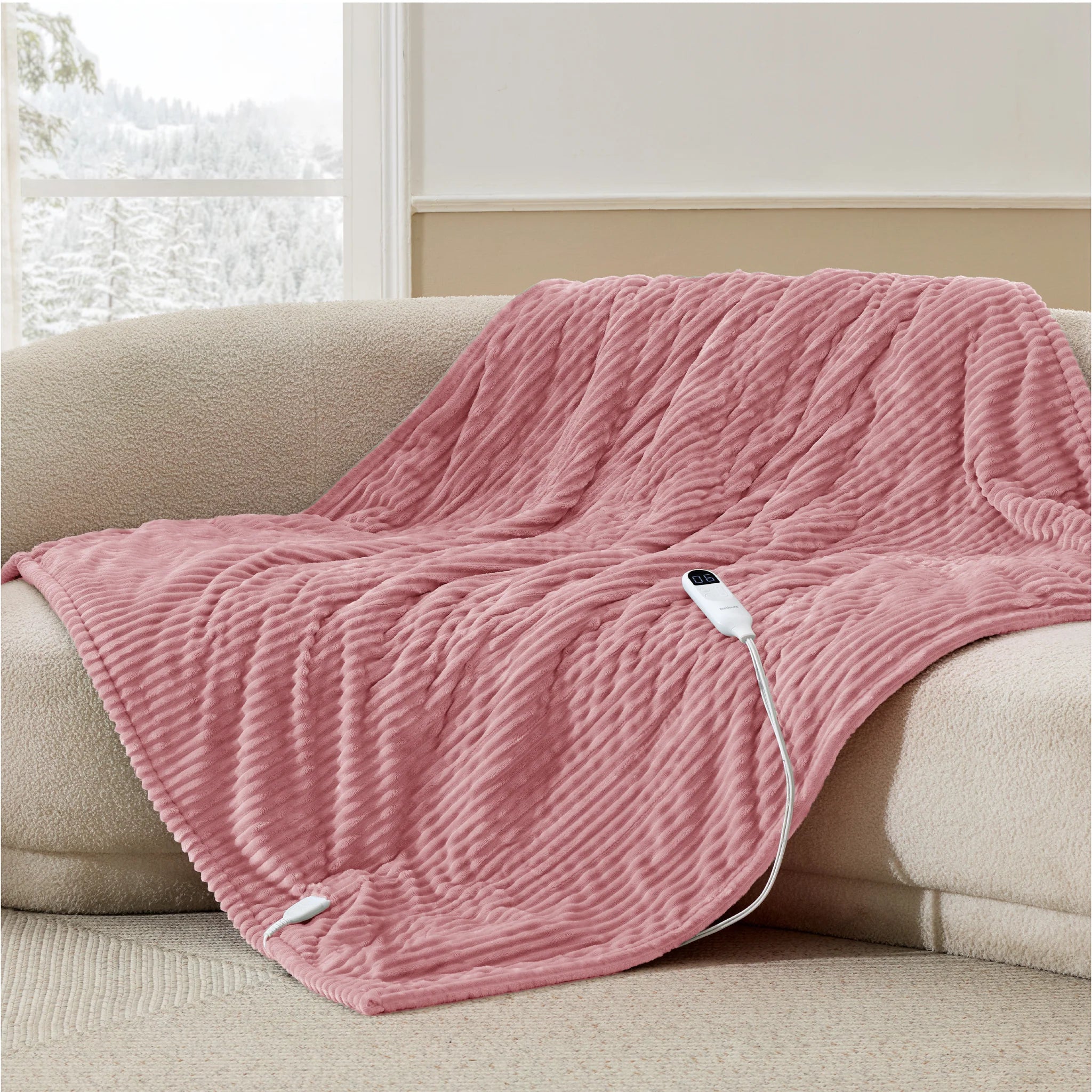 LuxuryPlush® Heated Throw Blanket - Bridal Rose