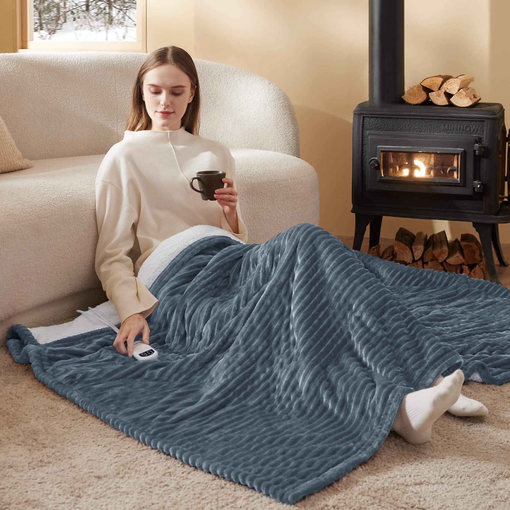 LuxuryPlush® Heated Throw Blanket - Dark Grey