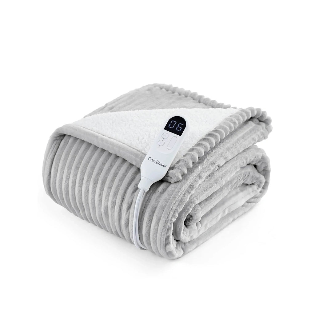 LuxuryPlush® Heated Throw Blanket - Light Grey