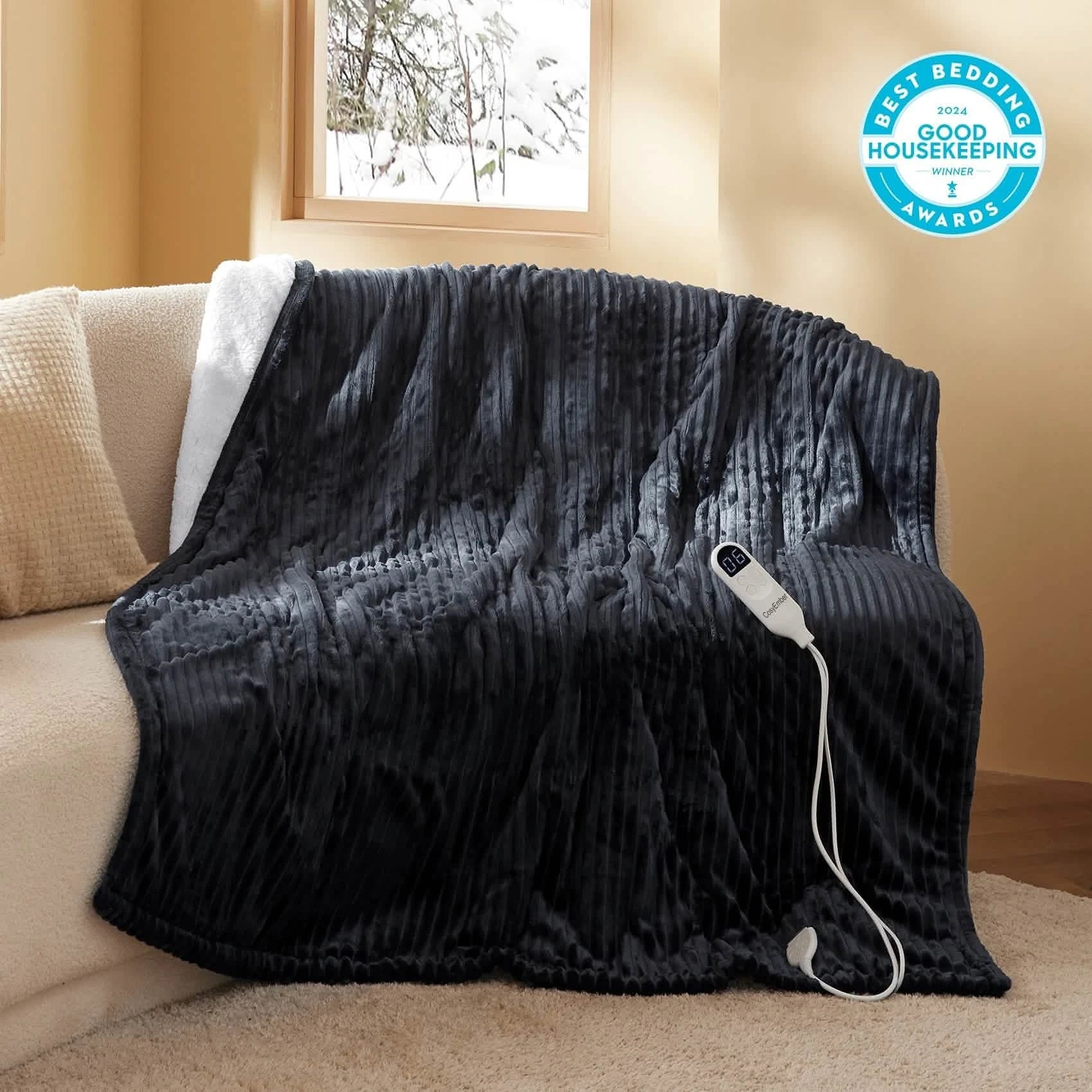 LuxuryPlush® Heated Throw Blanket - Black