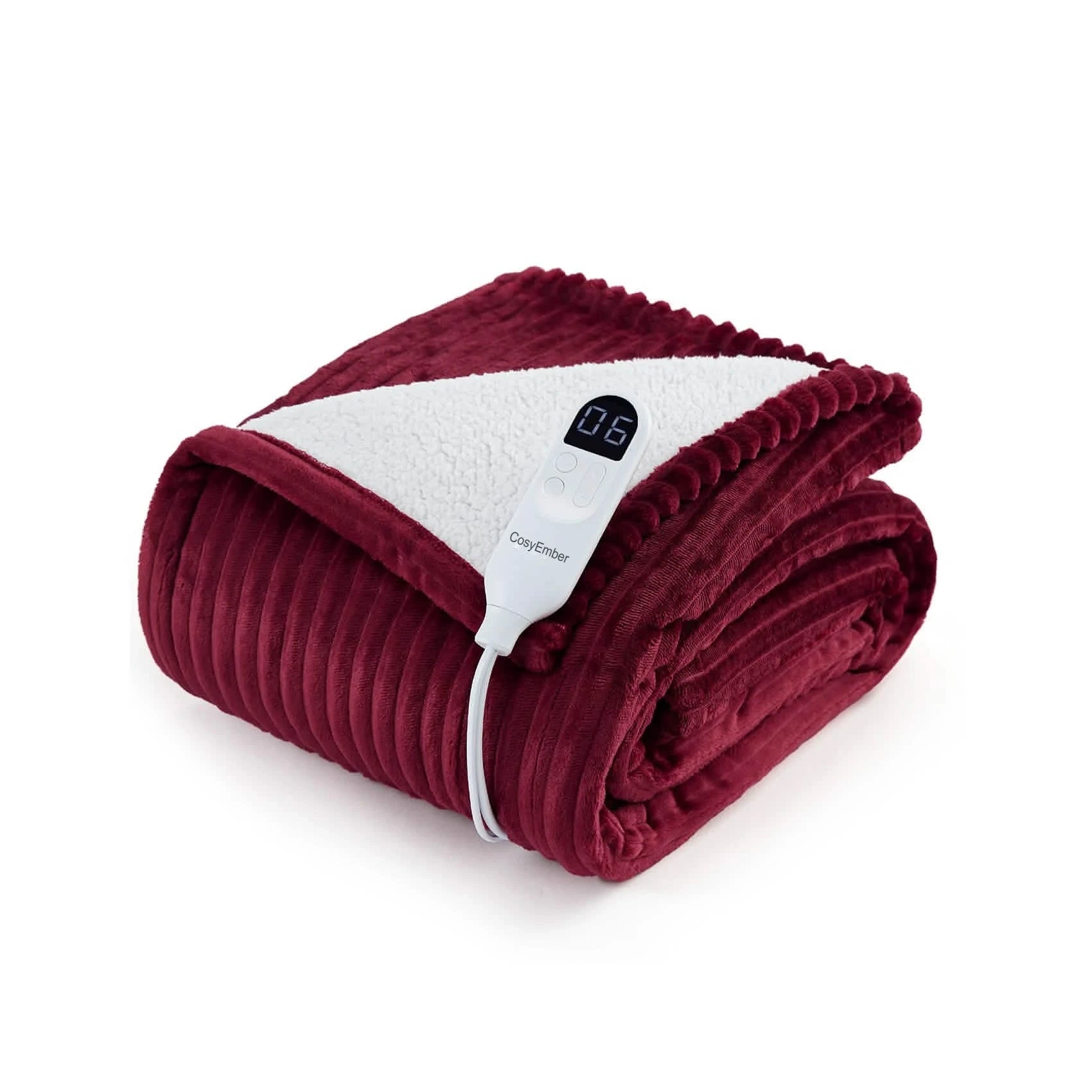 LuxuryPlush® Heated Throw Blanket - Burgundy