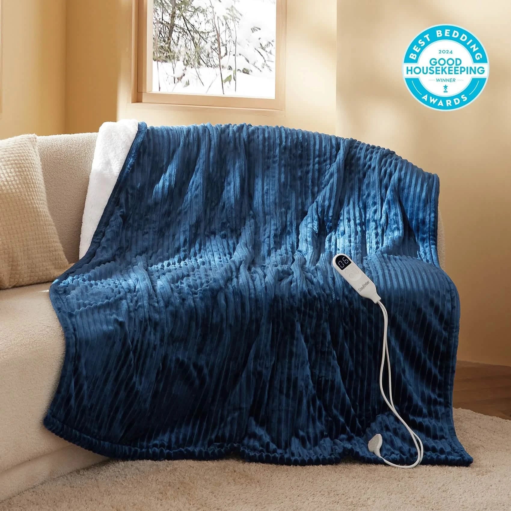 LuxuryPlush® Heated Throw Blanket - Navy