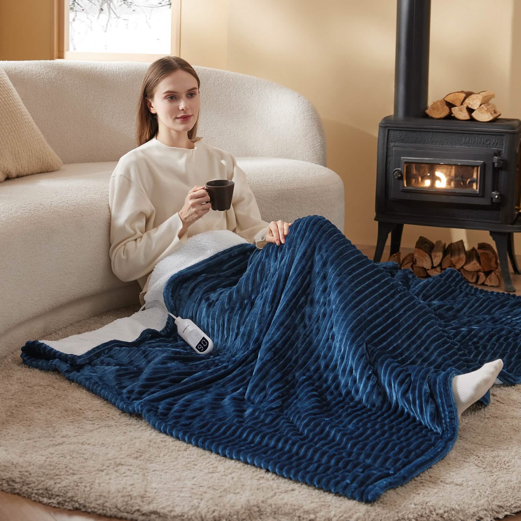 LuxuryPlush® Heated Throw Blanket - Navy