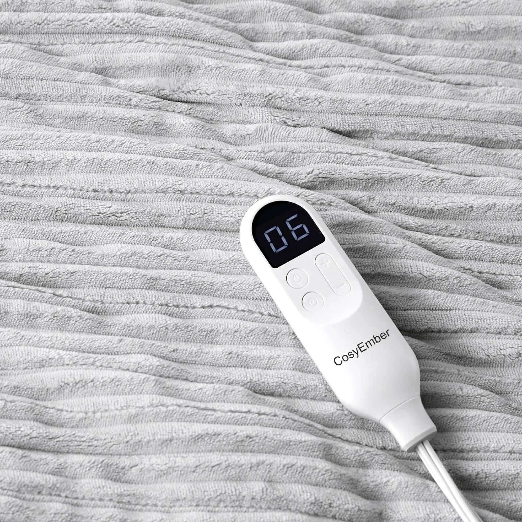 LuxuryPlush® Heated Throw Blanket - Light Grey