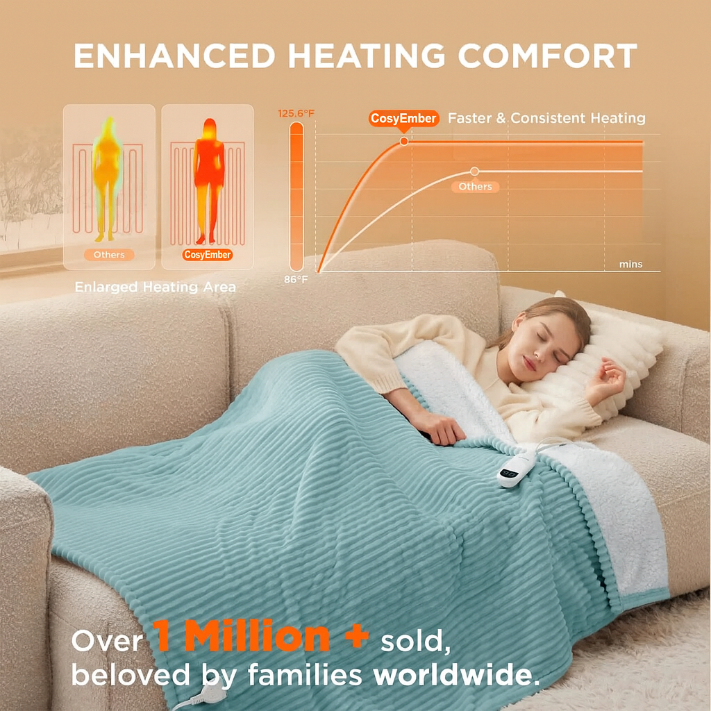 LuxuryPlush® Heated Throw Blanket - Azure