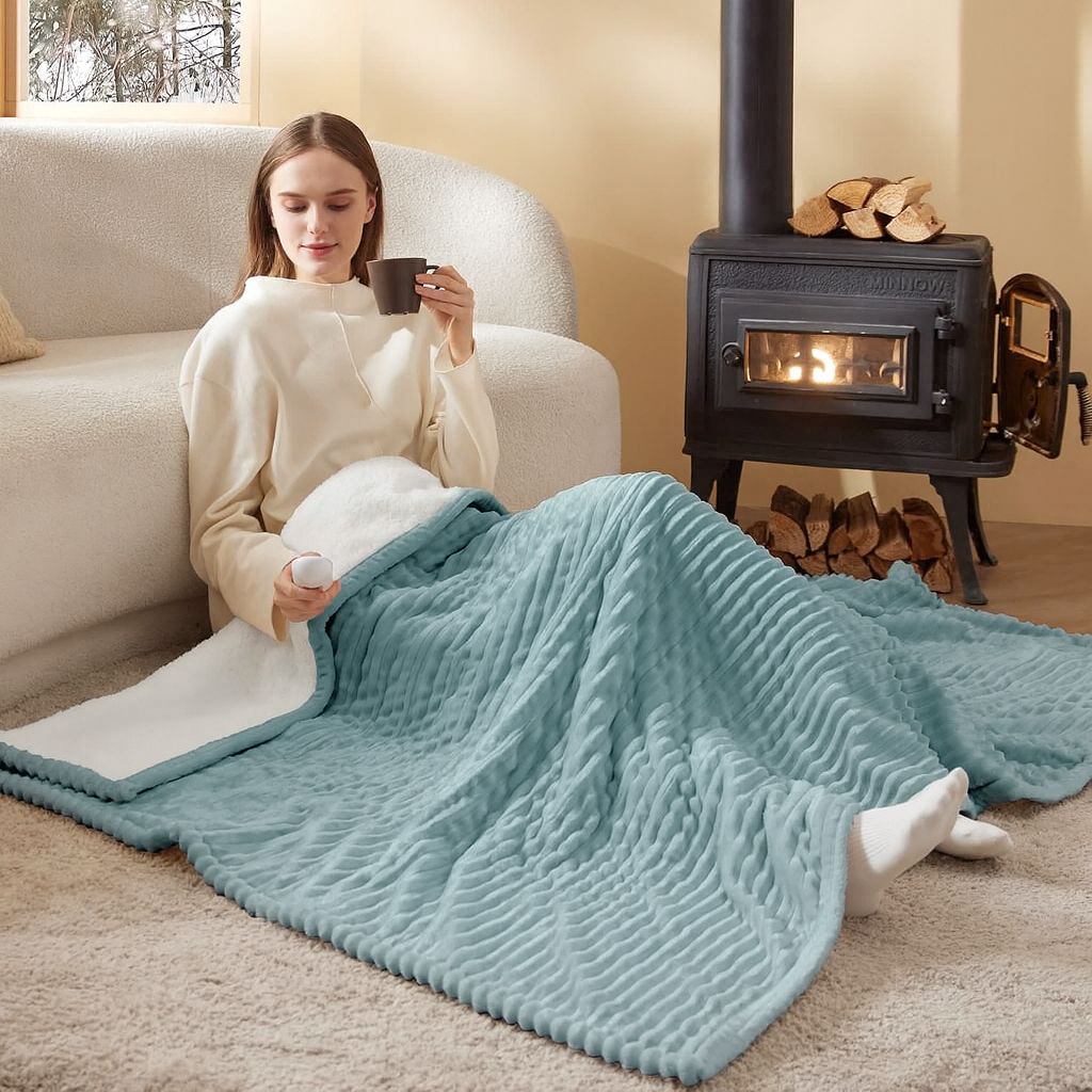 LuxuryPlush® Heated Throw Blanket - Azure